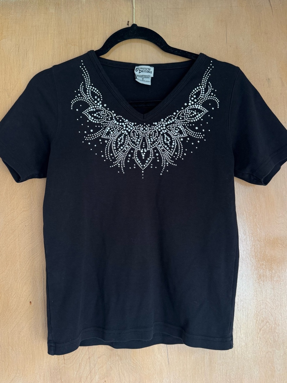 Ekquisite Designs Y2K Bedazzled Black Top
